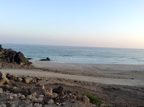 Oman, Salalah nel Dhofar, foto di una spiaggia.